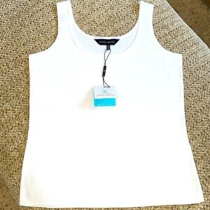 Ming Wang White Fitted Sleeveless Tank Top